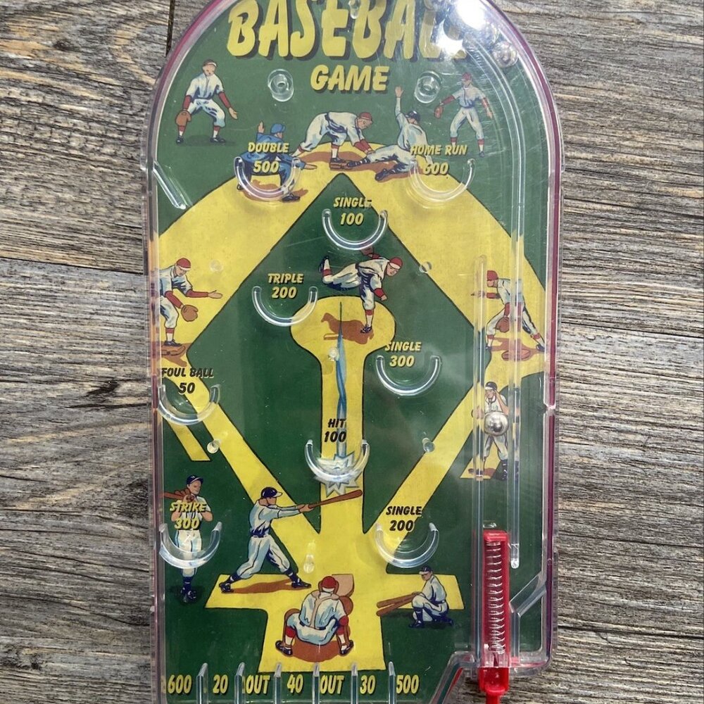 Schylling Pinball Home Run Baseball Game 2006 Handheld Pin Ball Toy Vintage